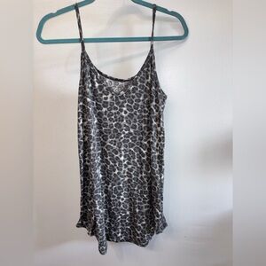 Grey Leopard Print Spaghetti Strap Tank Top